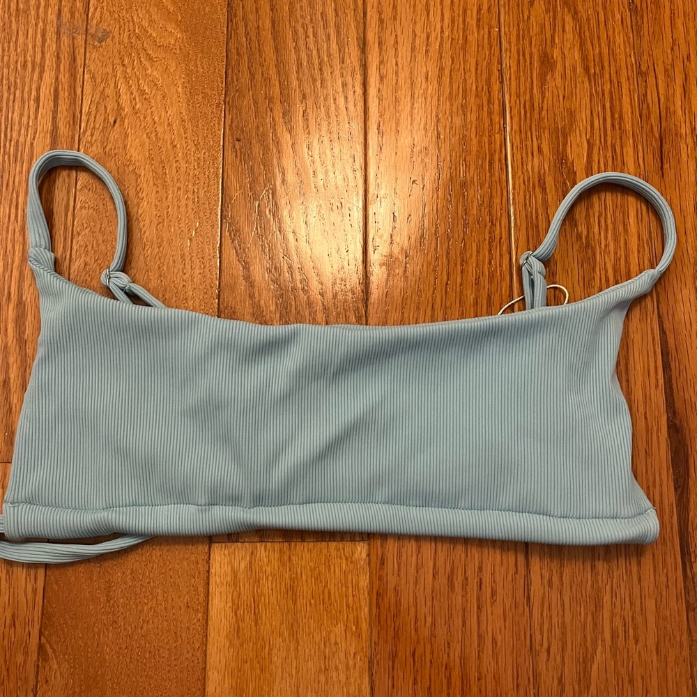 Ama Bikinis Bikini Top Ladder Top NWT Turquoise Light Blue Ribbed Adjustable!
